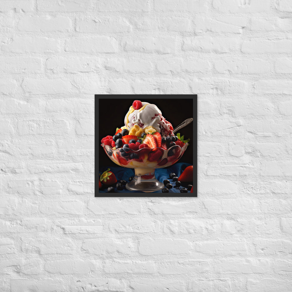 Fruit Lovers Paradise Sundae Framed poster 🤤 from Yumify.AI