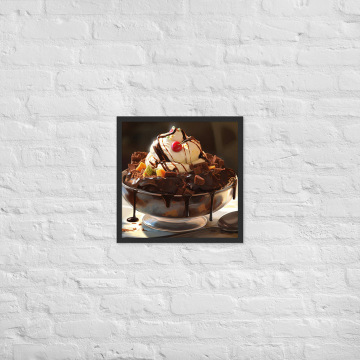 Chocolate Lovers Dream Sundae Framed poster 🤤 from Yumify.AI