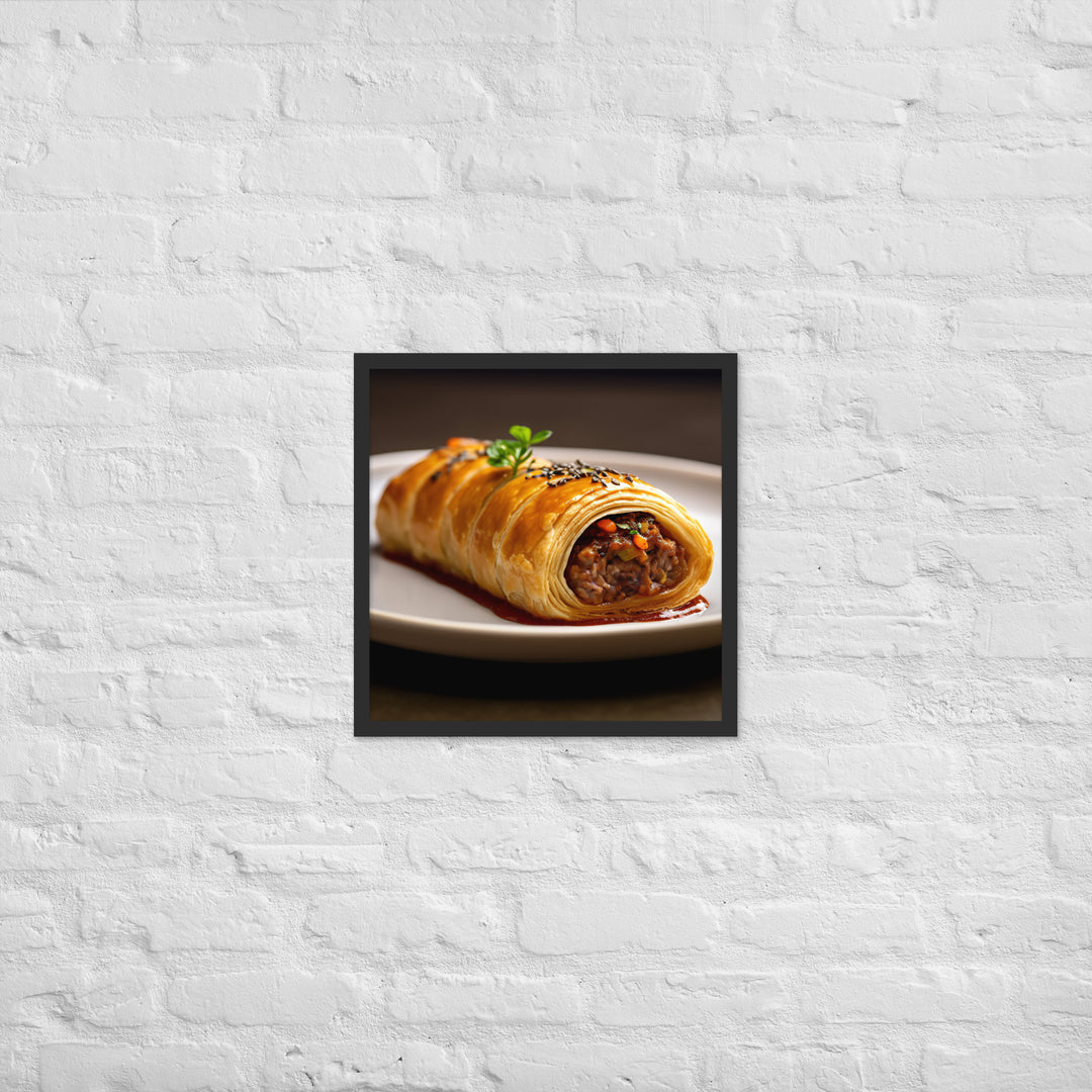 Vegetarian Sausage Roll Framed poster 🤤 from Yumify.AI