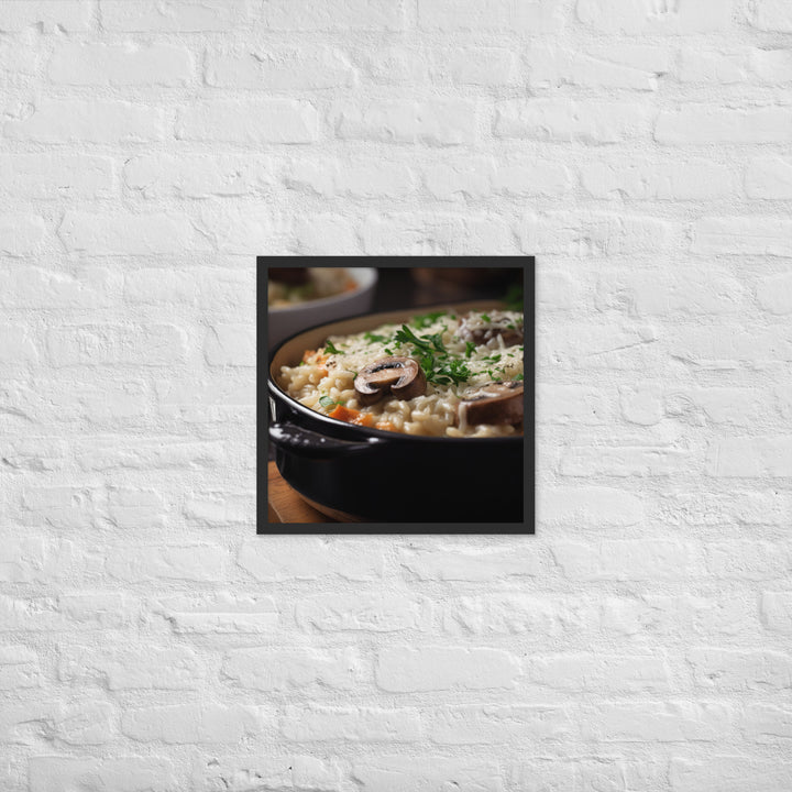 Baked Sausage and Mushroom Risotto Framed poster 🤤 from Yumify.AI