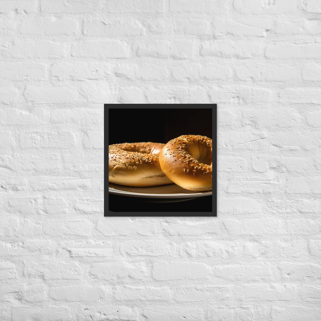 Plain Bagel Framed poster 🤤 from Yumify.AI