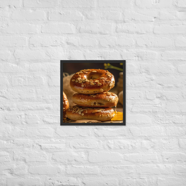 Honey Wheat Bagel Framed poster 🤤 from Yumify.AI