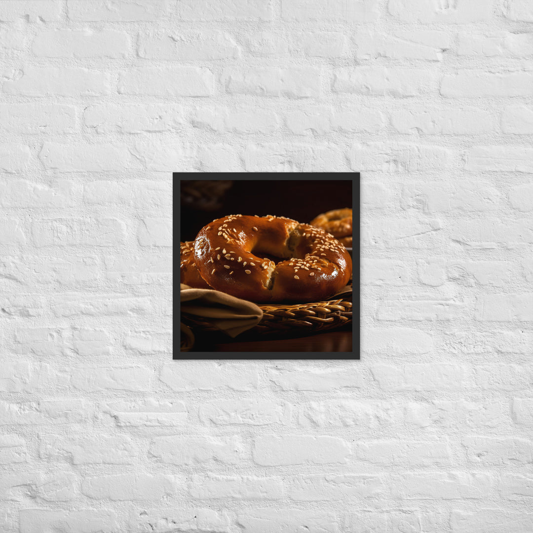 Honey Wheat Bagel Framed poster 🤤 from Yumify.AI