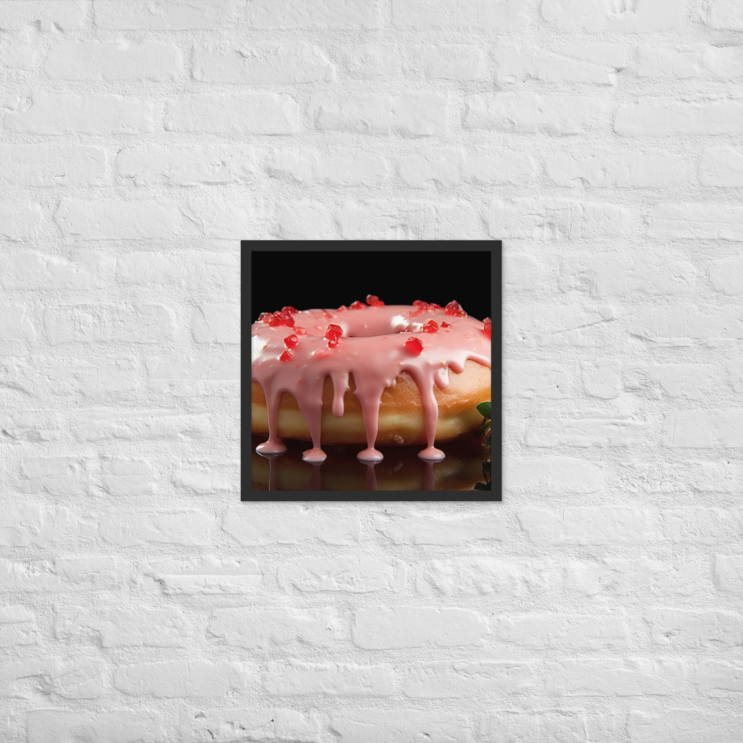 Strawberry Frosted Donut Framed poster 🤤 from Yumify.AI