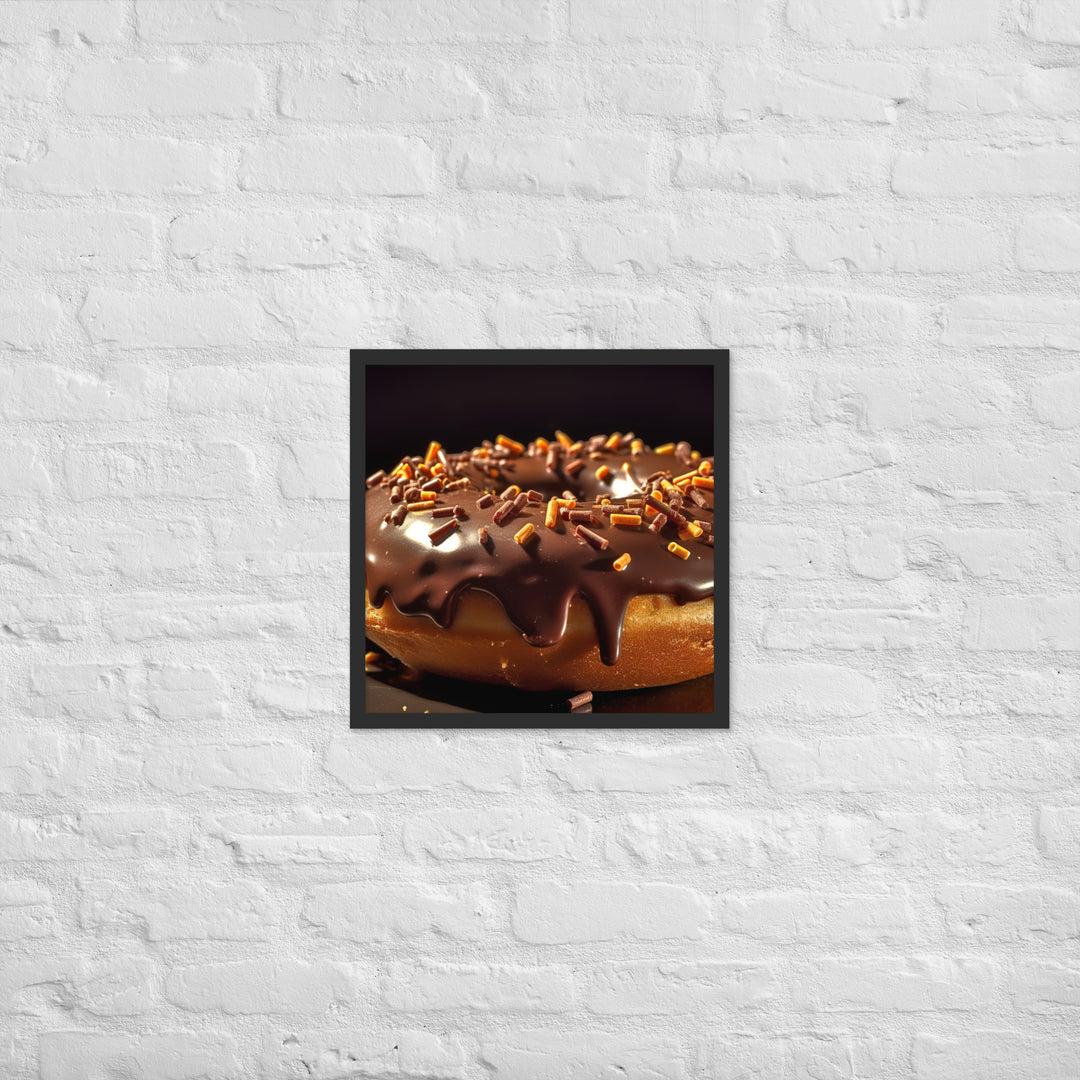 Chocolate Frosted Donut Framed poster 🤤 from Yumify.AI