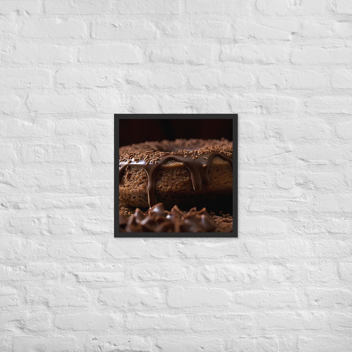 Chocolate Frosted Donut Framed poster 🤤 from Yumify.AI