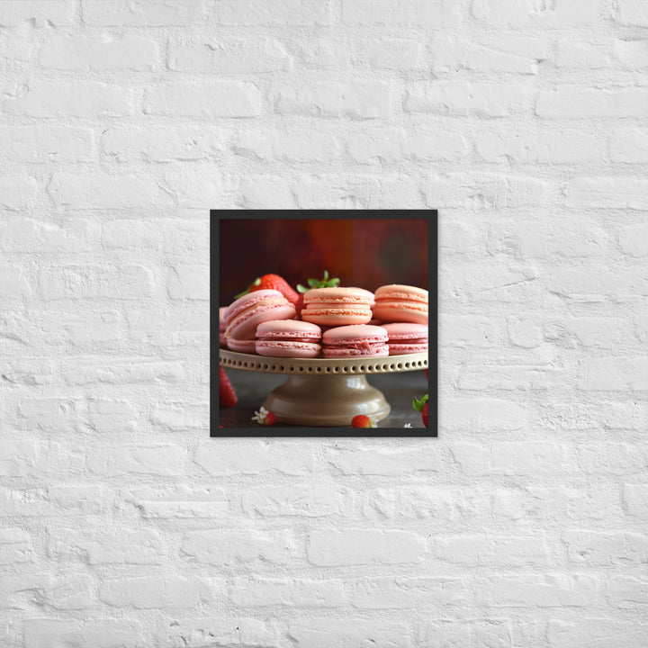 Strawberry Macarons Framed poster 🤤 from Yumify.AI