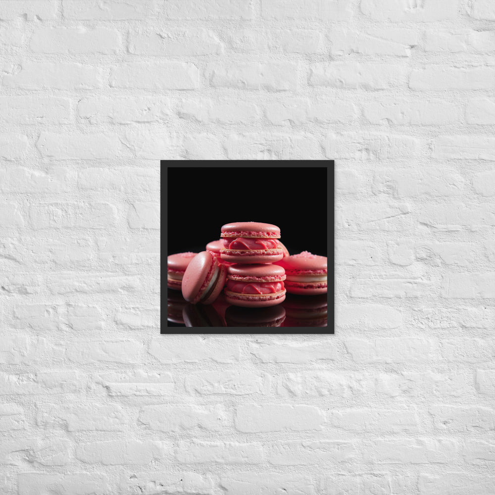 Strawberry Macarons Framed poster 🤤 from Yumify.AI