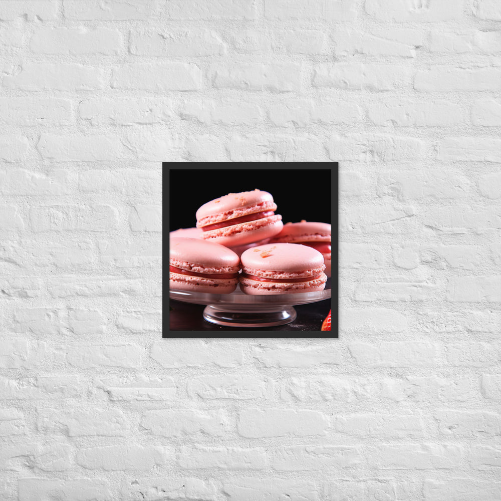 Strawberry Macarons Framed poster 🤤 from Yumify.AI