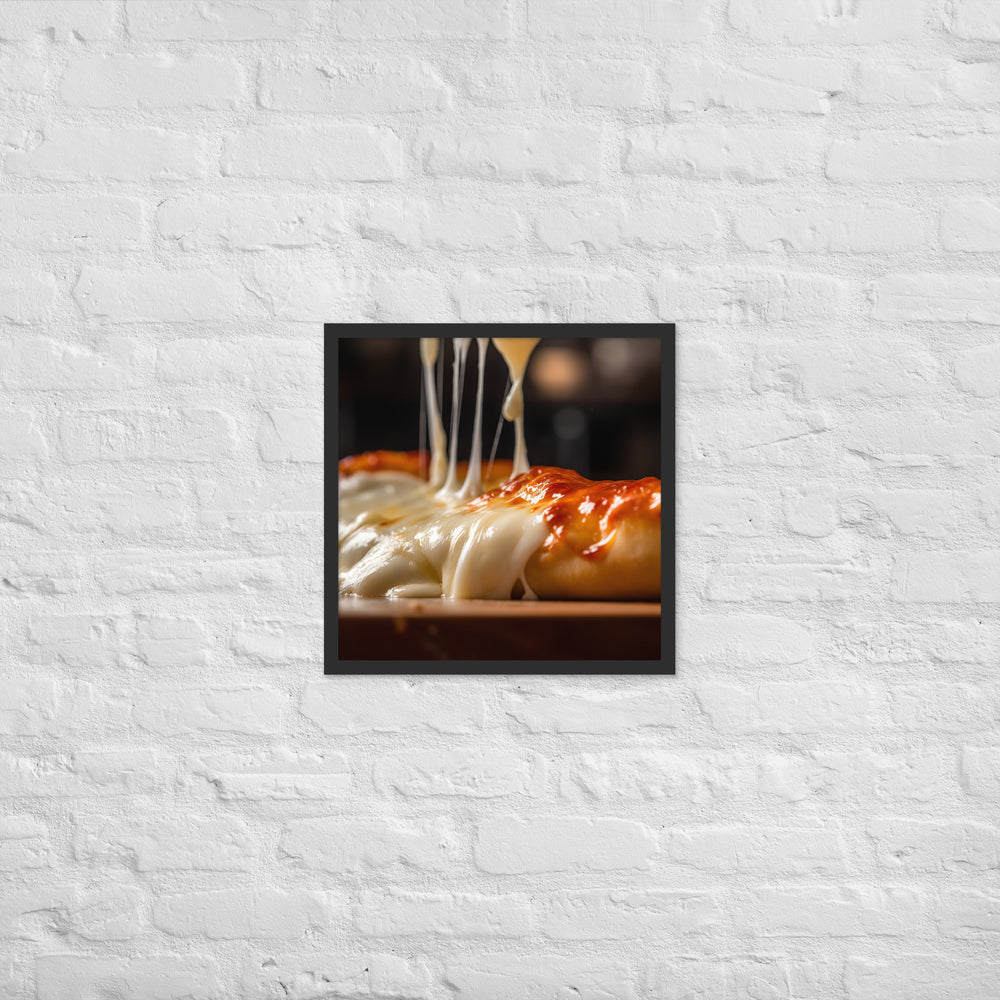 Stretchy Mozzarella Framed poster 🤤 from Yumify.AI