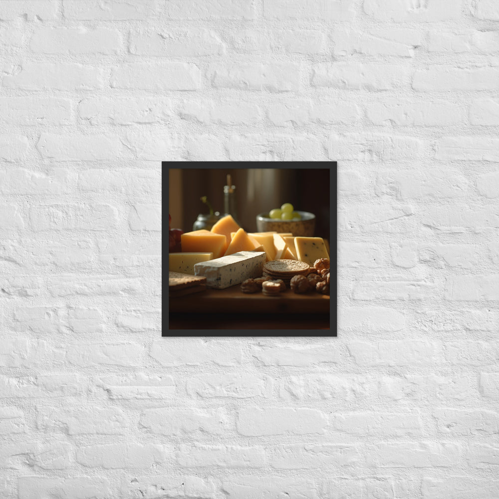 Cheese platter featuring Parmesan cheese Framed poster 🤤 from Yumify.AI