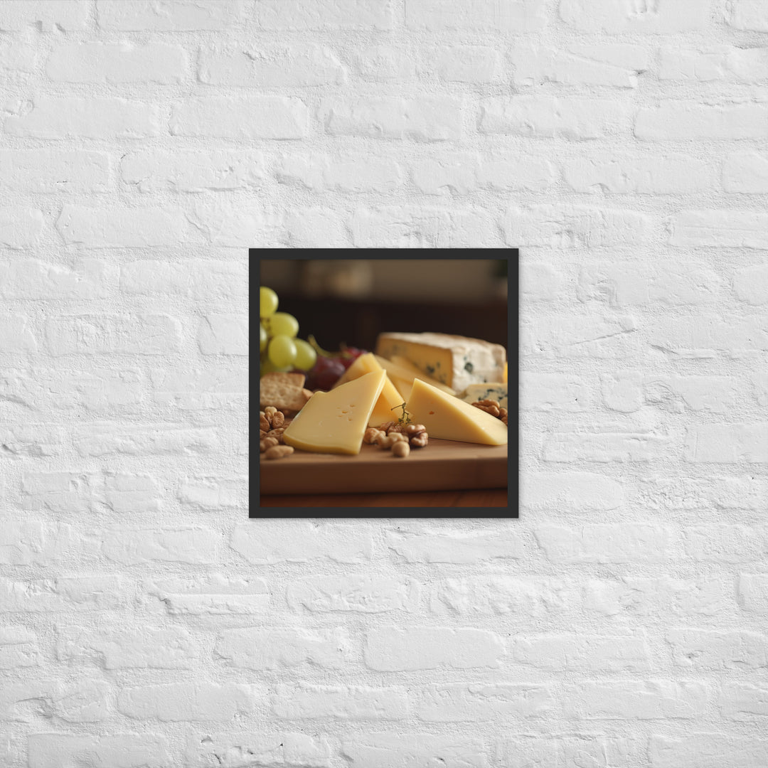 Cheese platter featuring Parmesan cheese Framed poster 🤤 from Yumify.AI