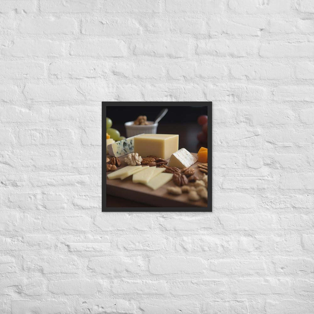 Cheese platter featuring Parmesan cheese Framed poster 🤤 from Yumify.AI
