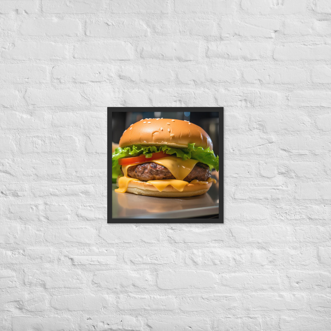 Cheddar Stuffed Burger Framed poster 🤤 from Yumify.AI