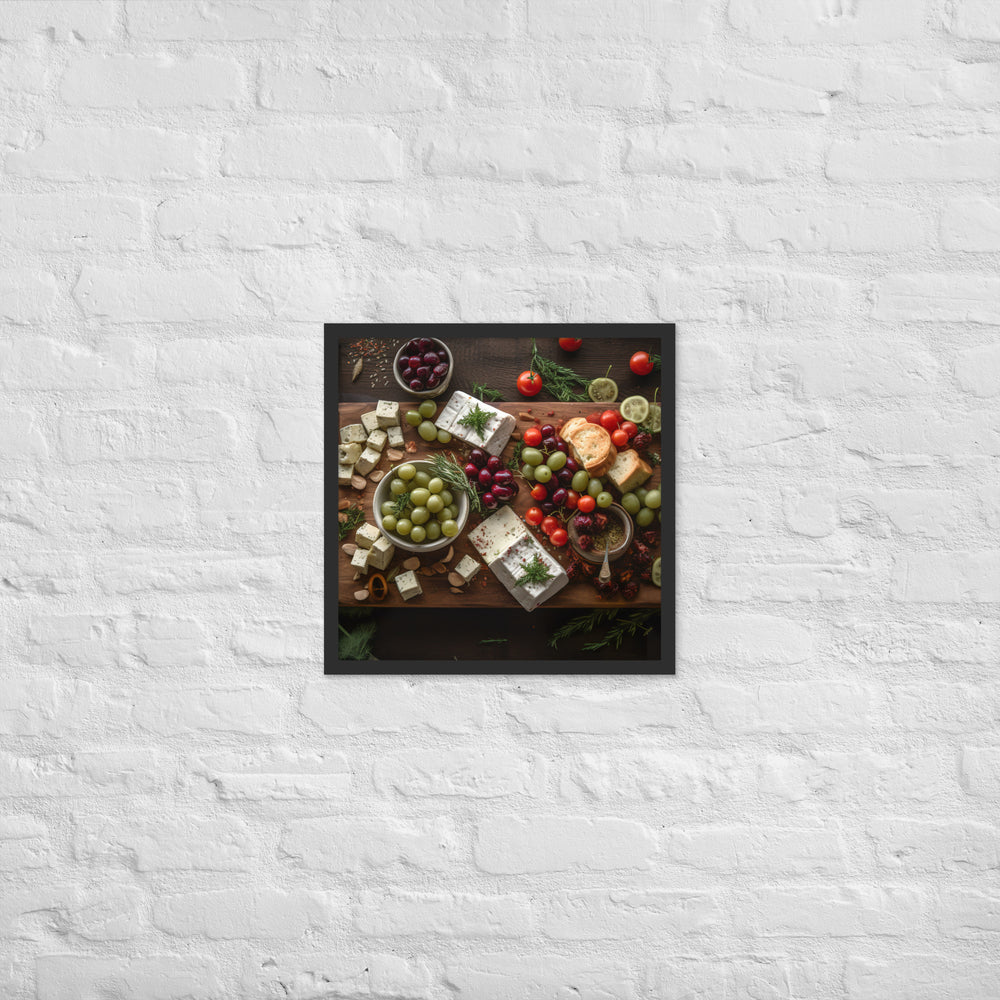 Beautiful spread of feta cheese cubes Framed poster 🤤 from Yumify.AI