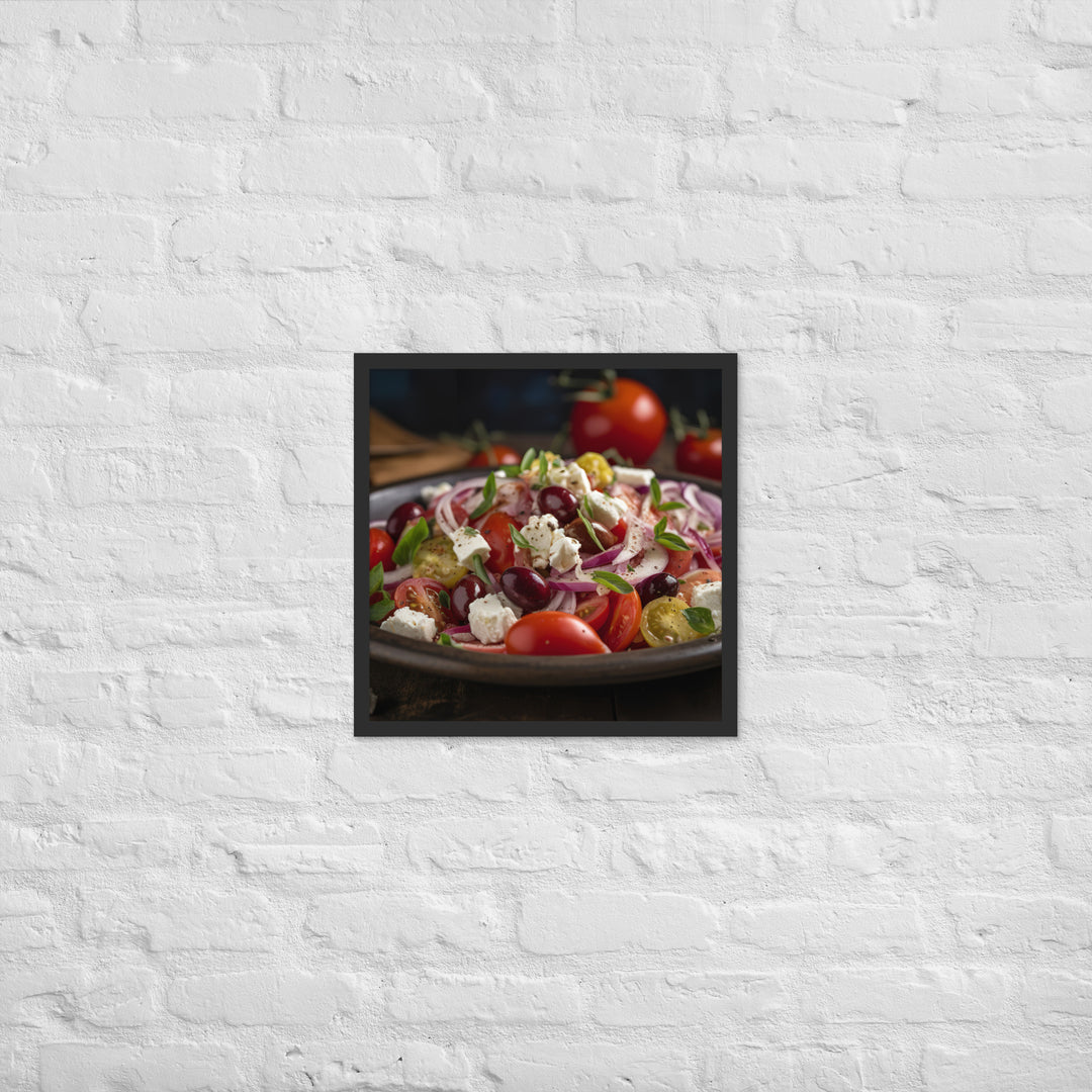 Classic Greek salad with ripe cherry tomatoes Framed poster 🤤 from Yumify.AI