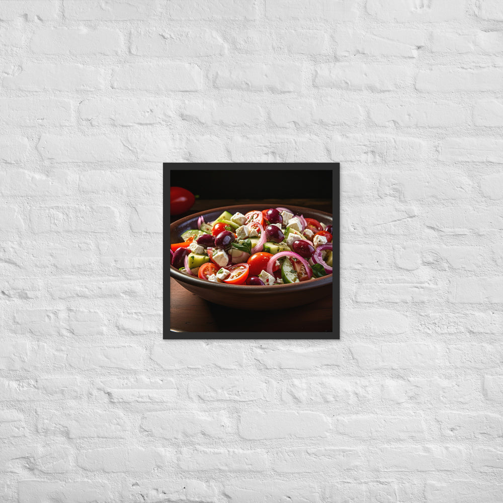 Classic Greek salad with ripe cherry tomatoes Framed poster 🤤 from Yumify.AI