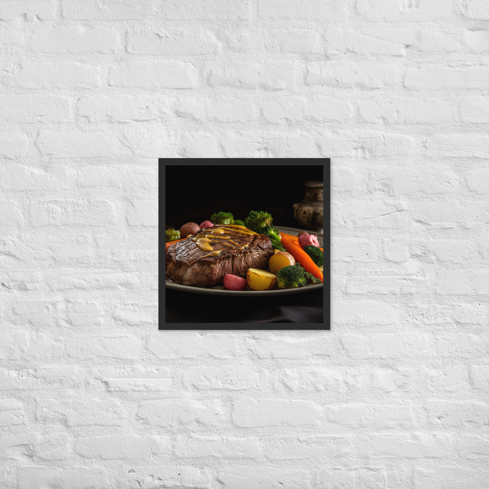 Tender Sirloin Steak with Roasted Vegetables Framed poster 🤤 from Yumify.AI