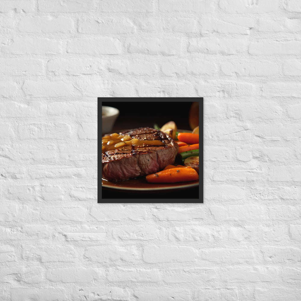 Tender Sirloin Steak with Roasted Vegetables Framed poster 🤤 from Yumify.AI