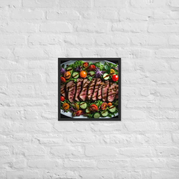 Sirloin Steak Salad with Balsamic Vinaigrette Framed poster 🤤 from Yumify.AI