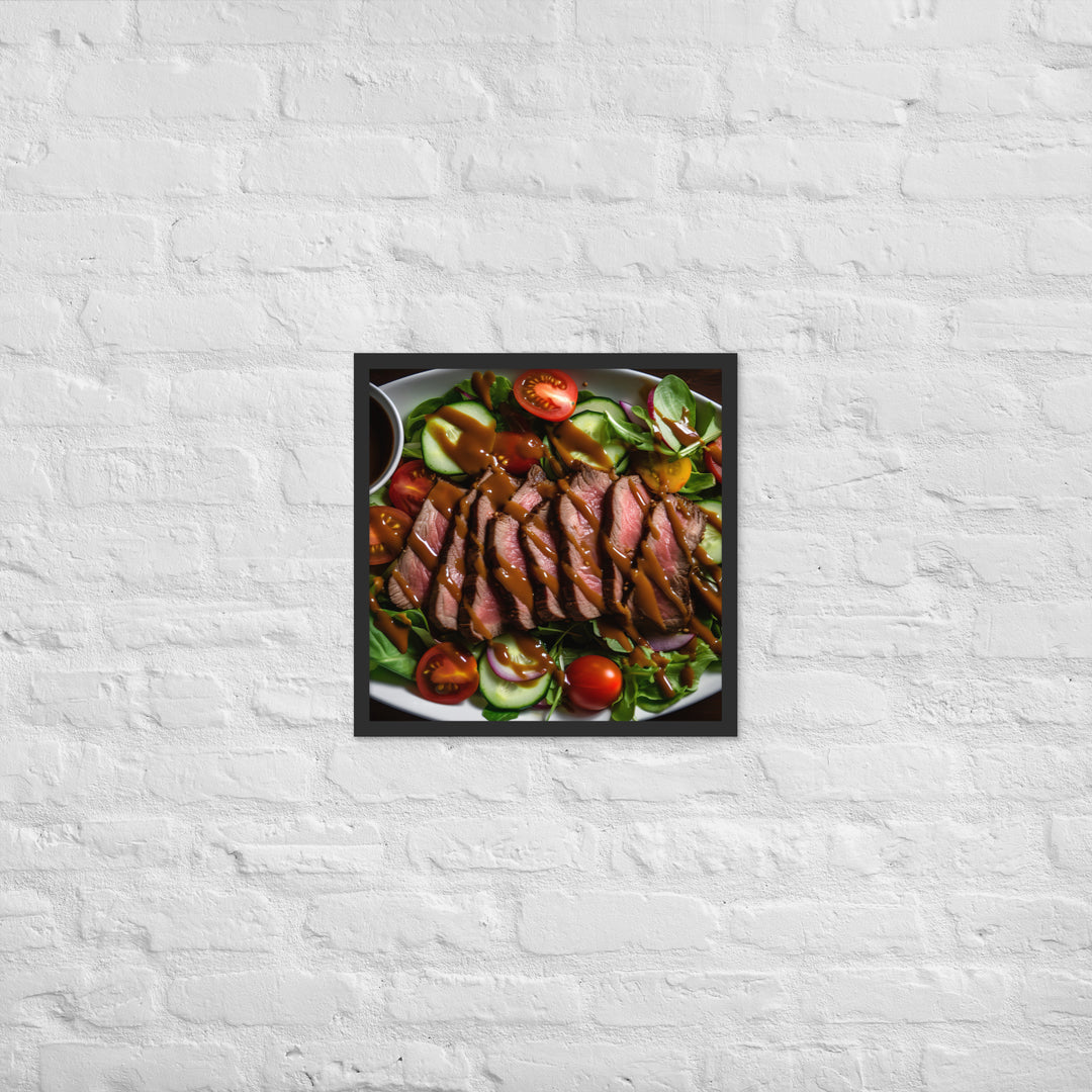 Sirloin Steak Salad with Balsamic Vinaigrette Framed poster 🤤 from Yumify.AI