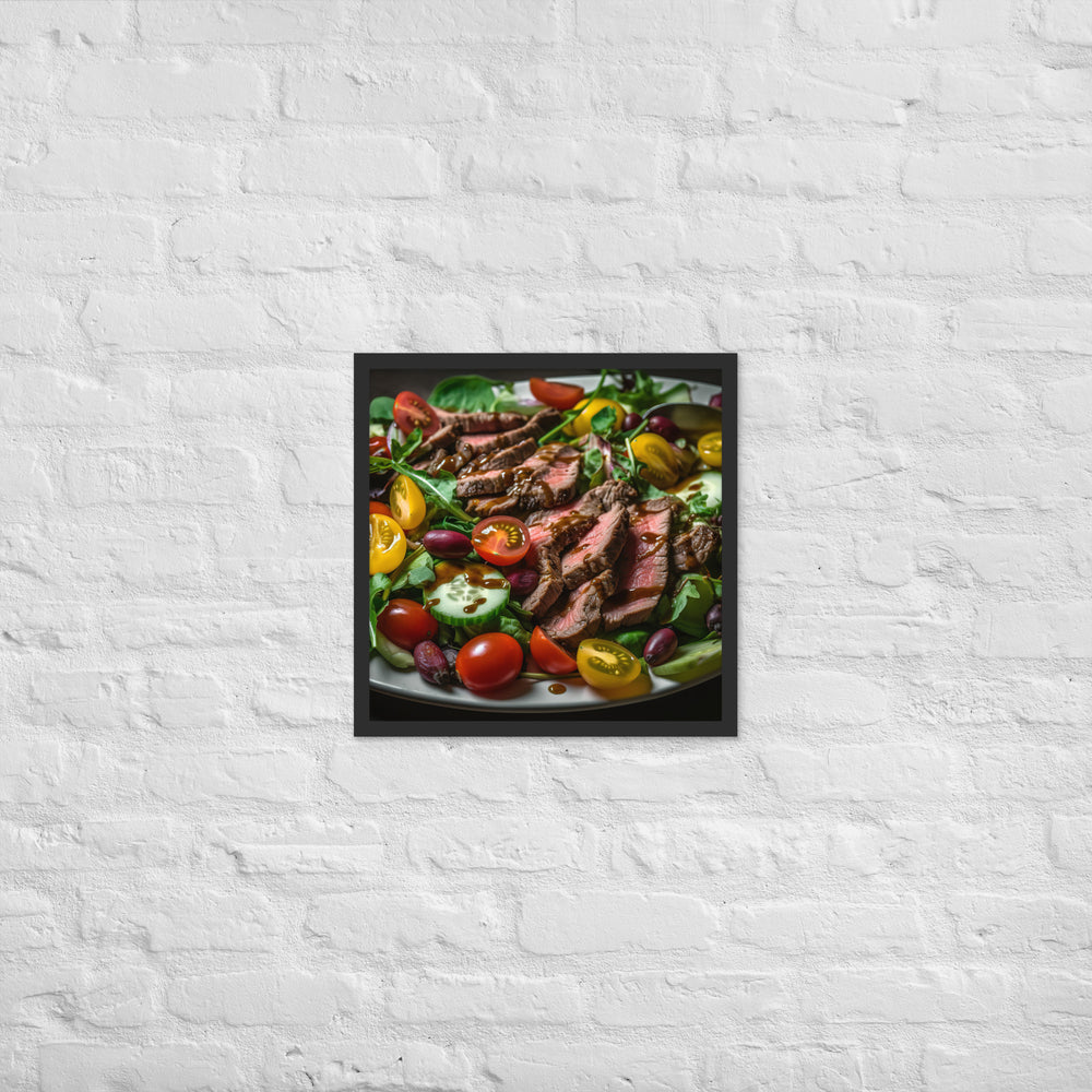Sirloin Steak Salad with Balsamic Vinaigrette Framed poster 🤤 from Yumify.AI