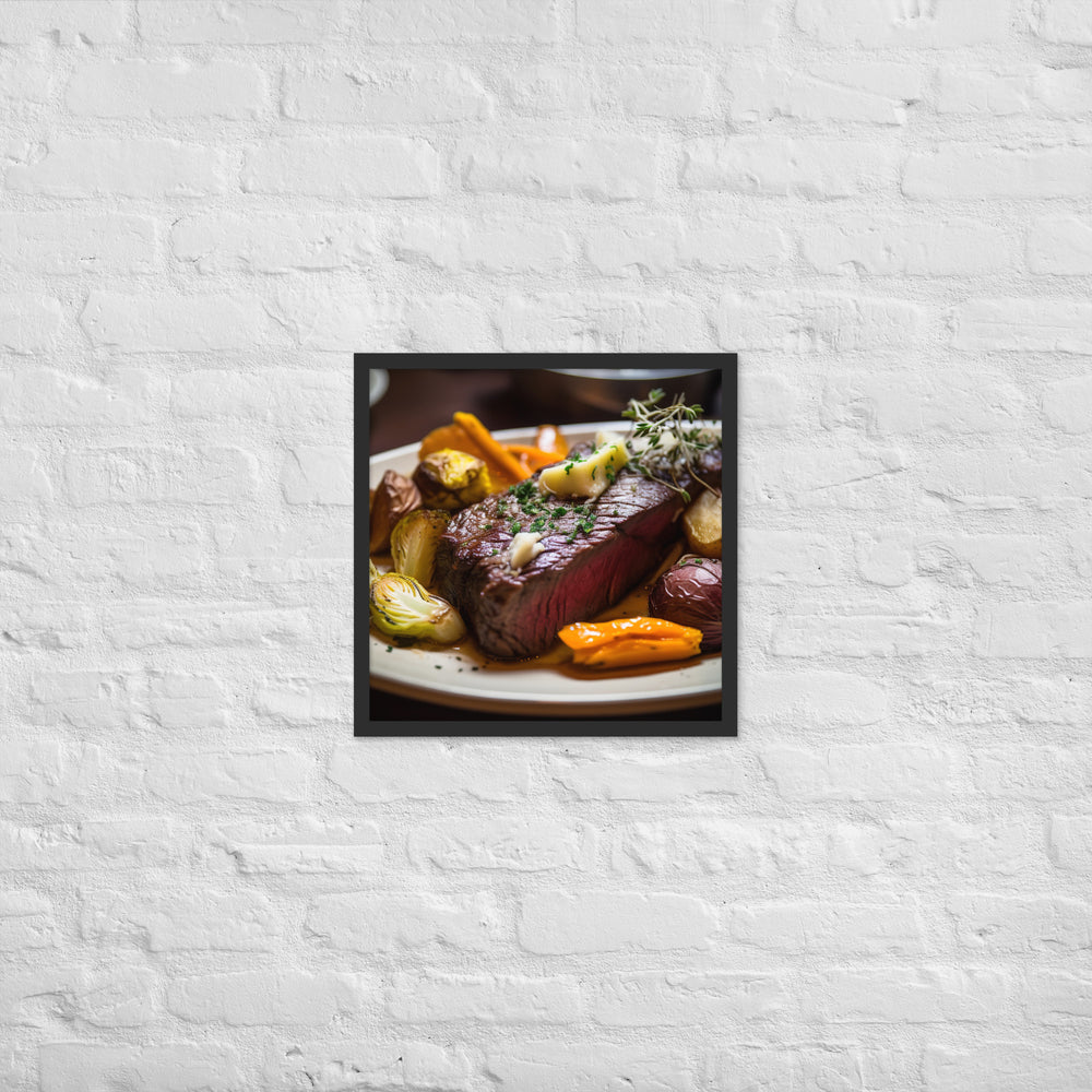Savory Hanger Steak with Garlic Framed poster 🤤 from Yumify.AI