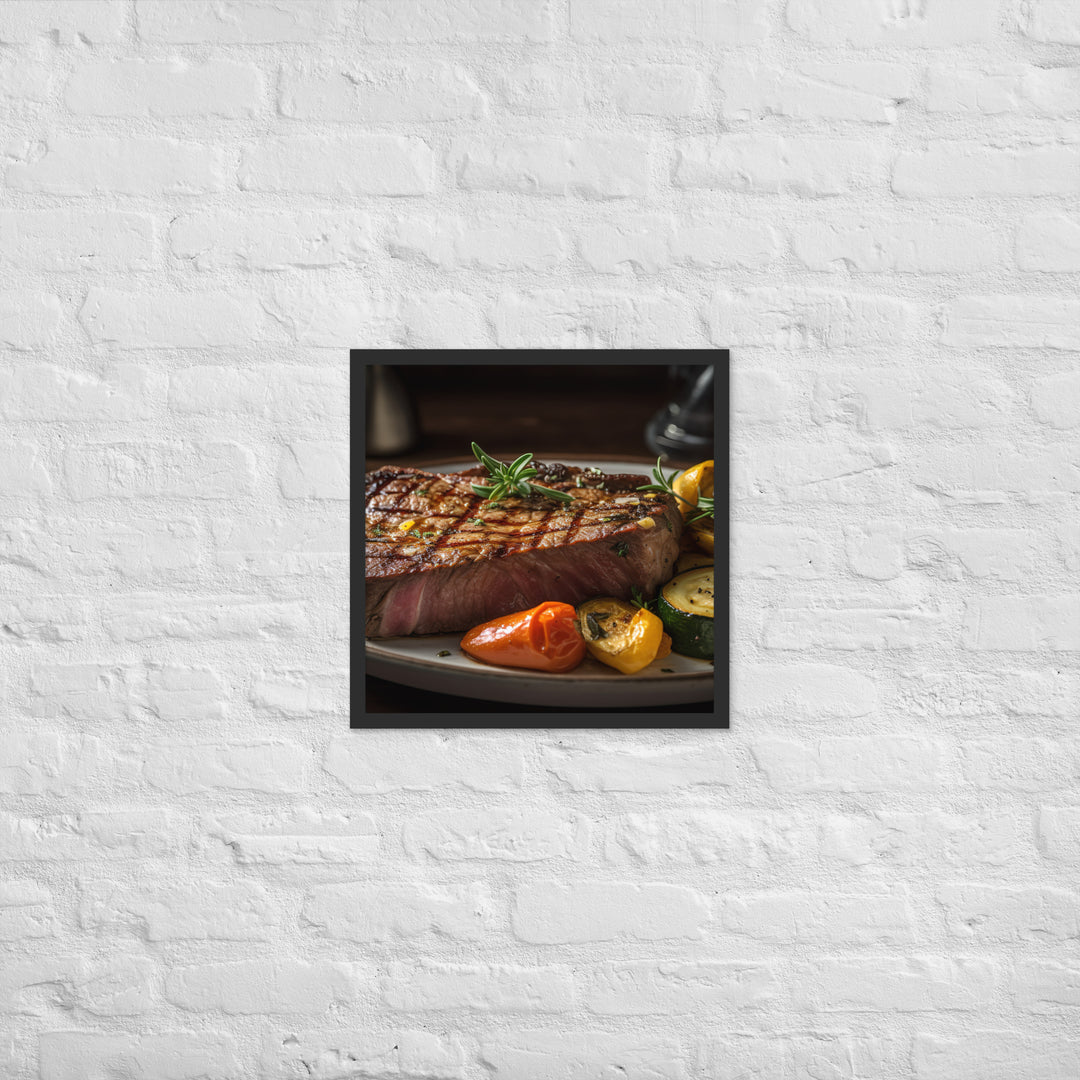 New York Strip Steak with Roasted Vegetables Framed poster 🤤 from Yumify.AI