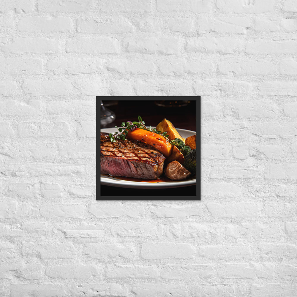 New York Strip Steak with Roasted Vegetables Framed poster 🤤 from Yumify.AI