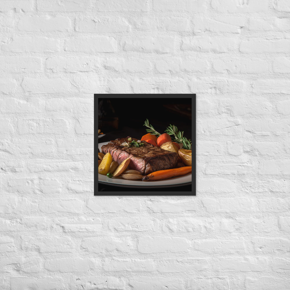 New York Strip Steak with Roasted Vegetables Framed poster 🤤 from Yumify.AI