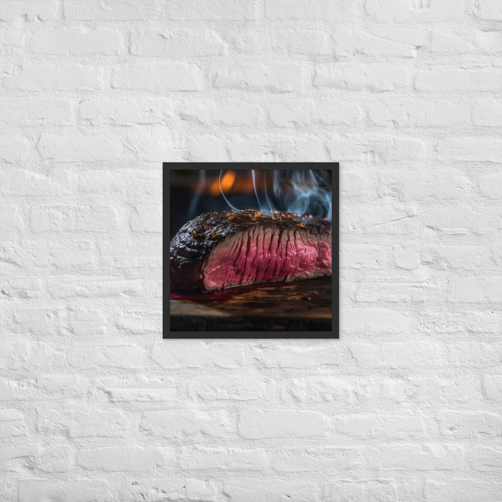 Juicy Hanger Steak on the Grill Framed poster 🤤 from Yumify.AI