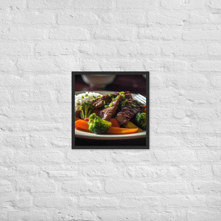 Hanger Steak Stir Fry with Mixed Vegetables Framed poster 🤤 from Yumify.AI