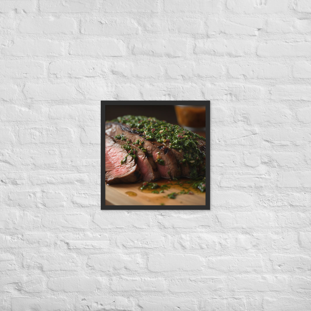 Grilled Flank Steak with Chimichurri Sauce Framed poster 🤤 from Yumify.AI