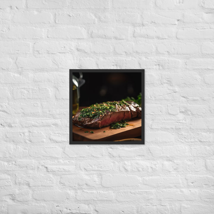 Grilled Flank Steak with Chimichurri Sauce Framed poster 🤤 from Yumify.AI