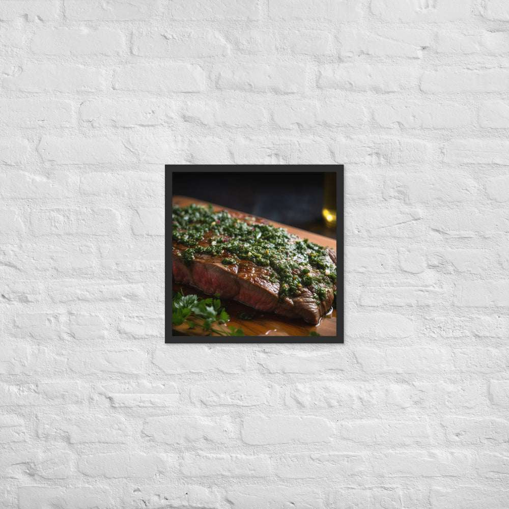 Grilled Flank Steak with Chimichurri Sauce Framed poster 🤤 from Yumify.AI