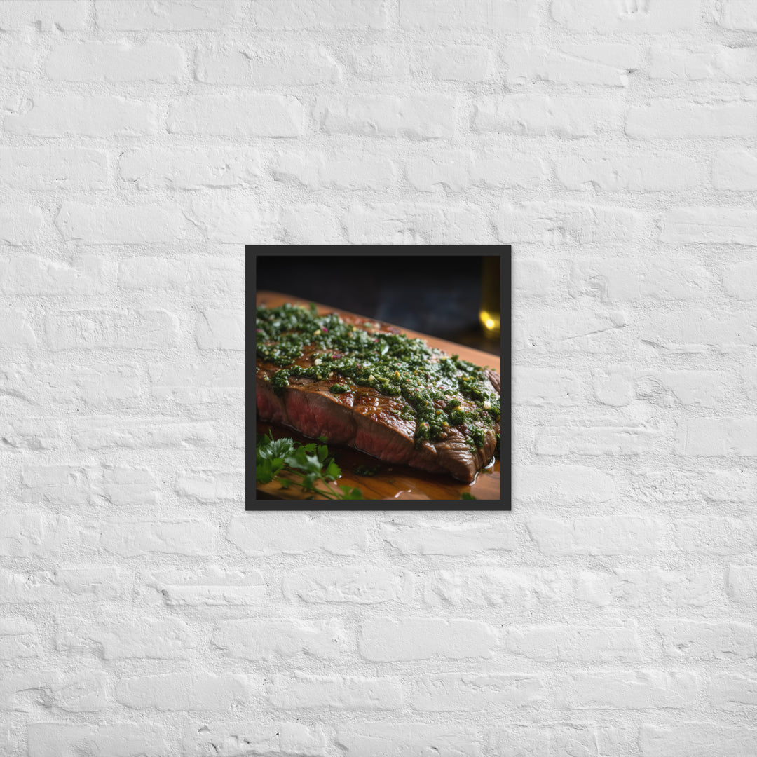 Grilled Flank Steak with Chimichurri Sauce Framed poster 🤤 from Yumify.AI