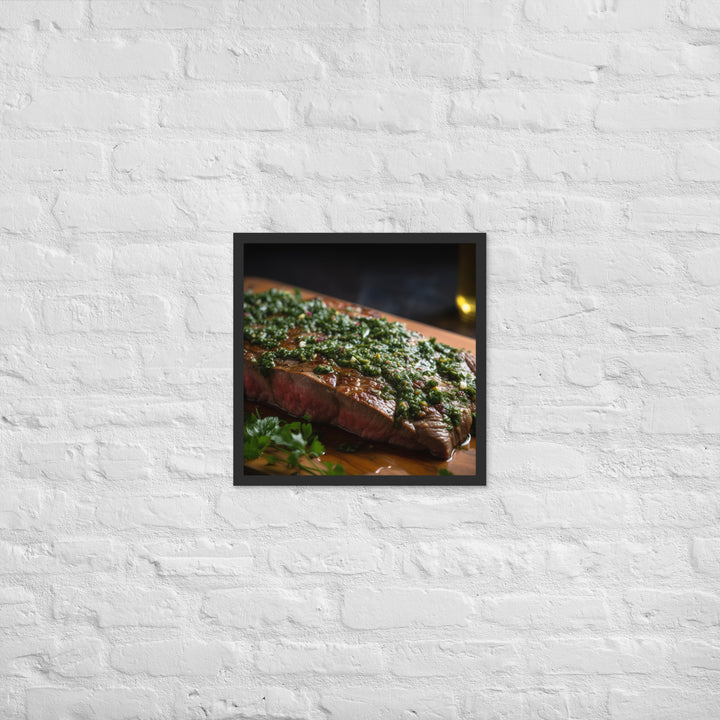 Grilled Flank Steak with Chimichurri Sauce Framed poster 🤤 from Yumify.AI