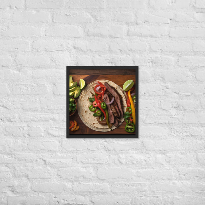 Flank Steak Fajitas with Fresh Veggies Framed poster 🤤 from Yumify.AI