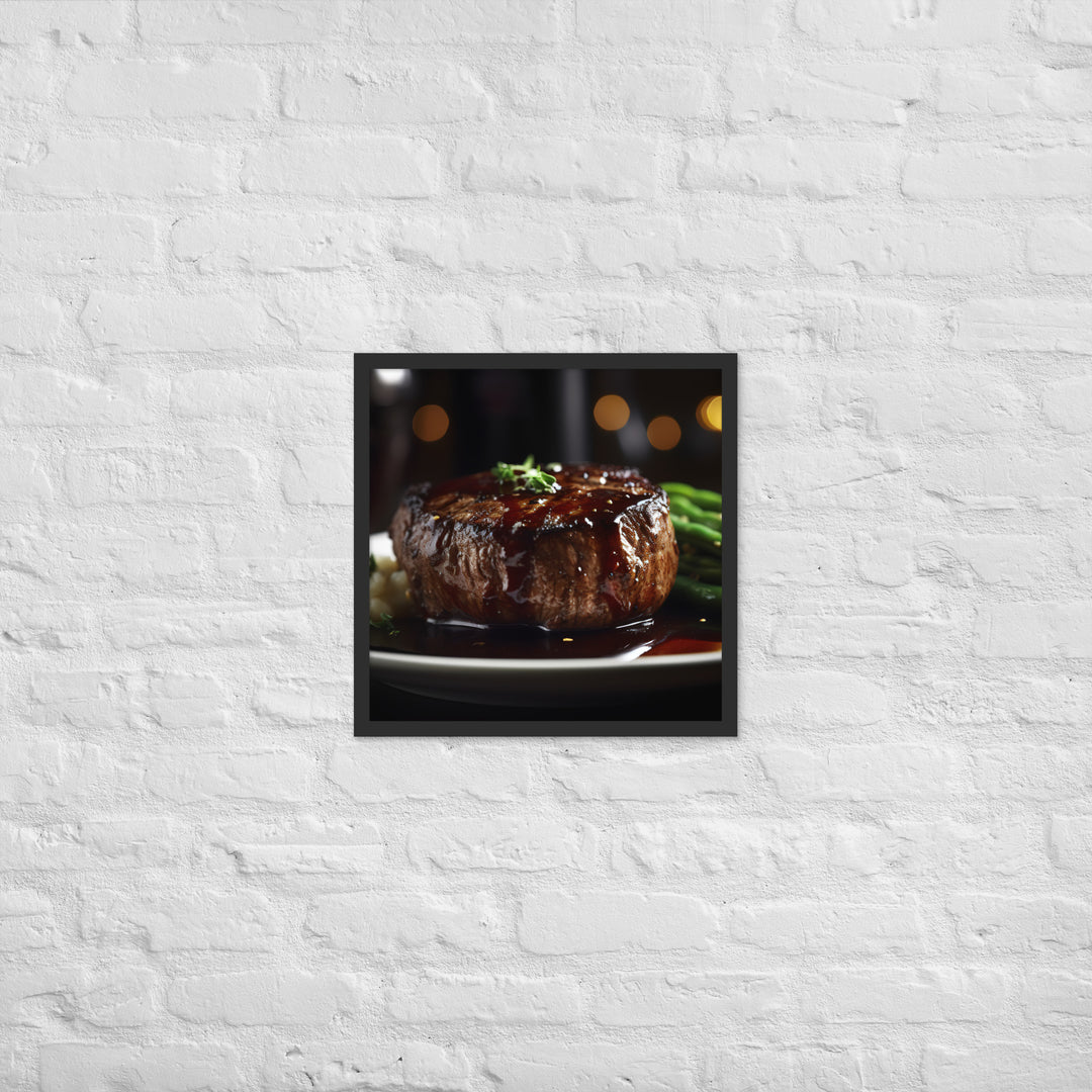 Filet Mignon with Red Wine Sauce Framed poster 🤤 from Yumify.AI