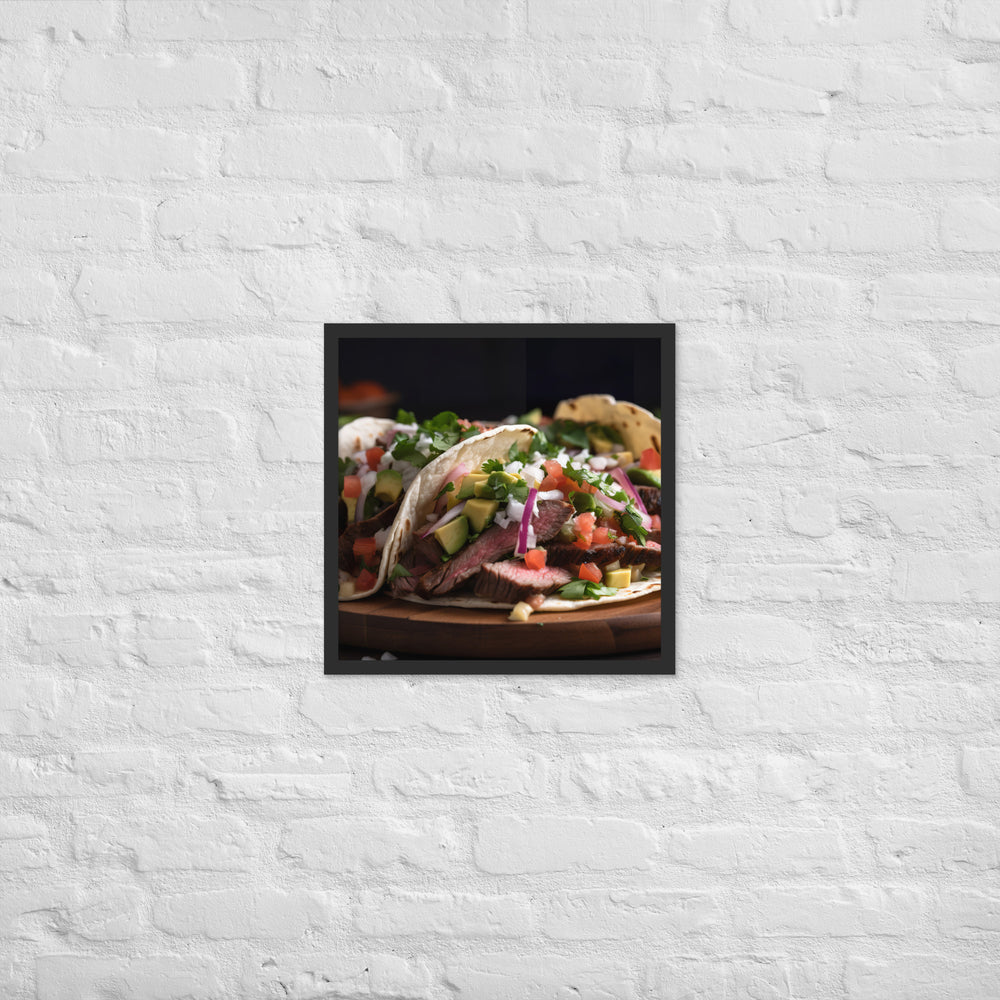 Carne Asada Tacos with Skirt Steak Framed poster 🤤 from Yumify.AI