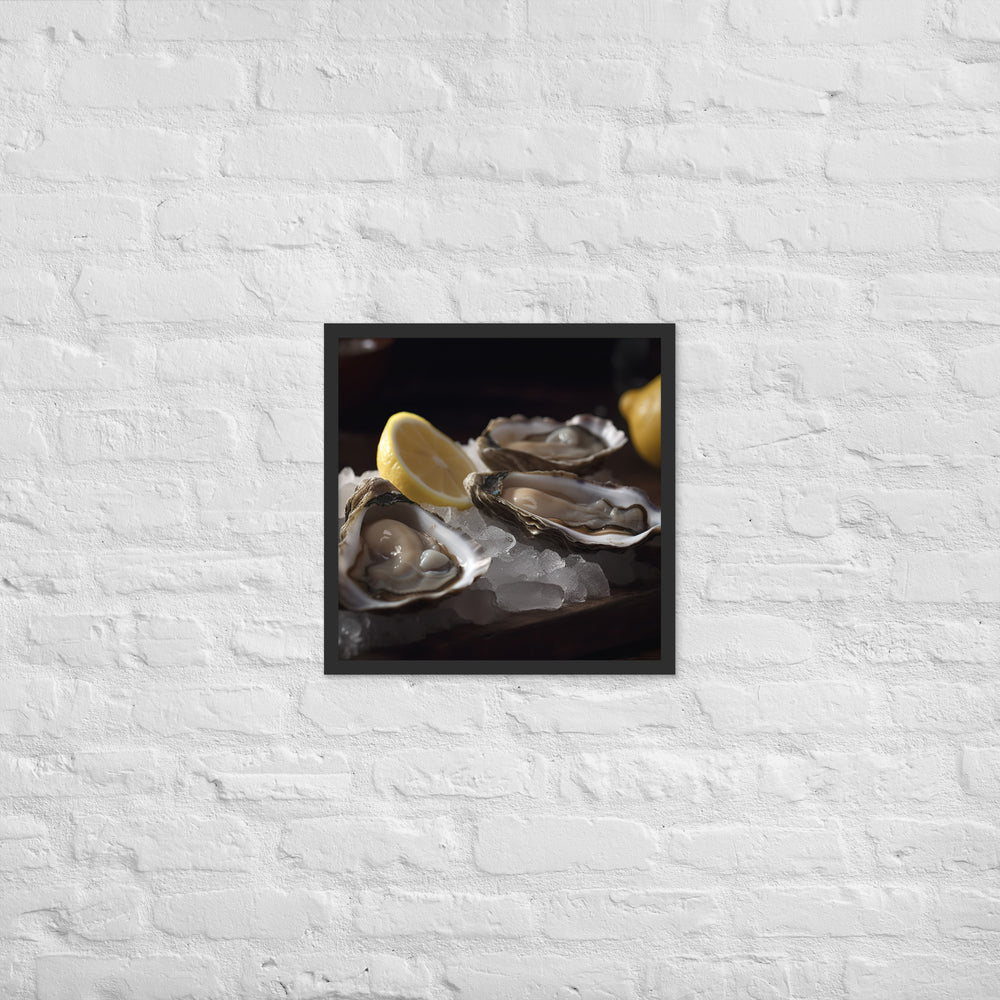 Succulent Eastern Oysters on Ice Framed poster 🤤 from Yumify.AI