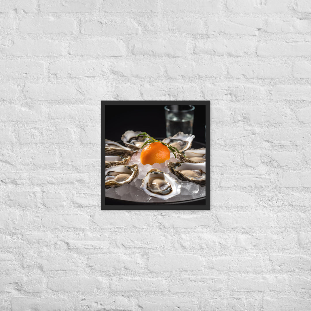 Succulent Eastern Oysters on Ice Framed poster 🤤 from Yumify.AI