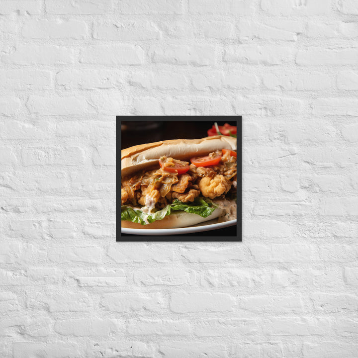 Pacific Oyster Po Boy Sandwich Framed poster 🤤 from Yumify.AI