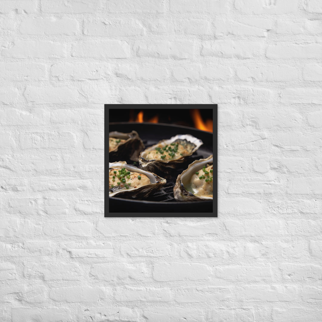 Grilled Pacific Oysters with Garlic and Butter Framed poster 🤤 from Yumify.AI