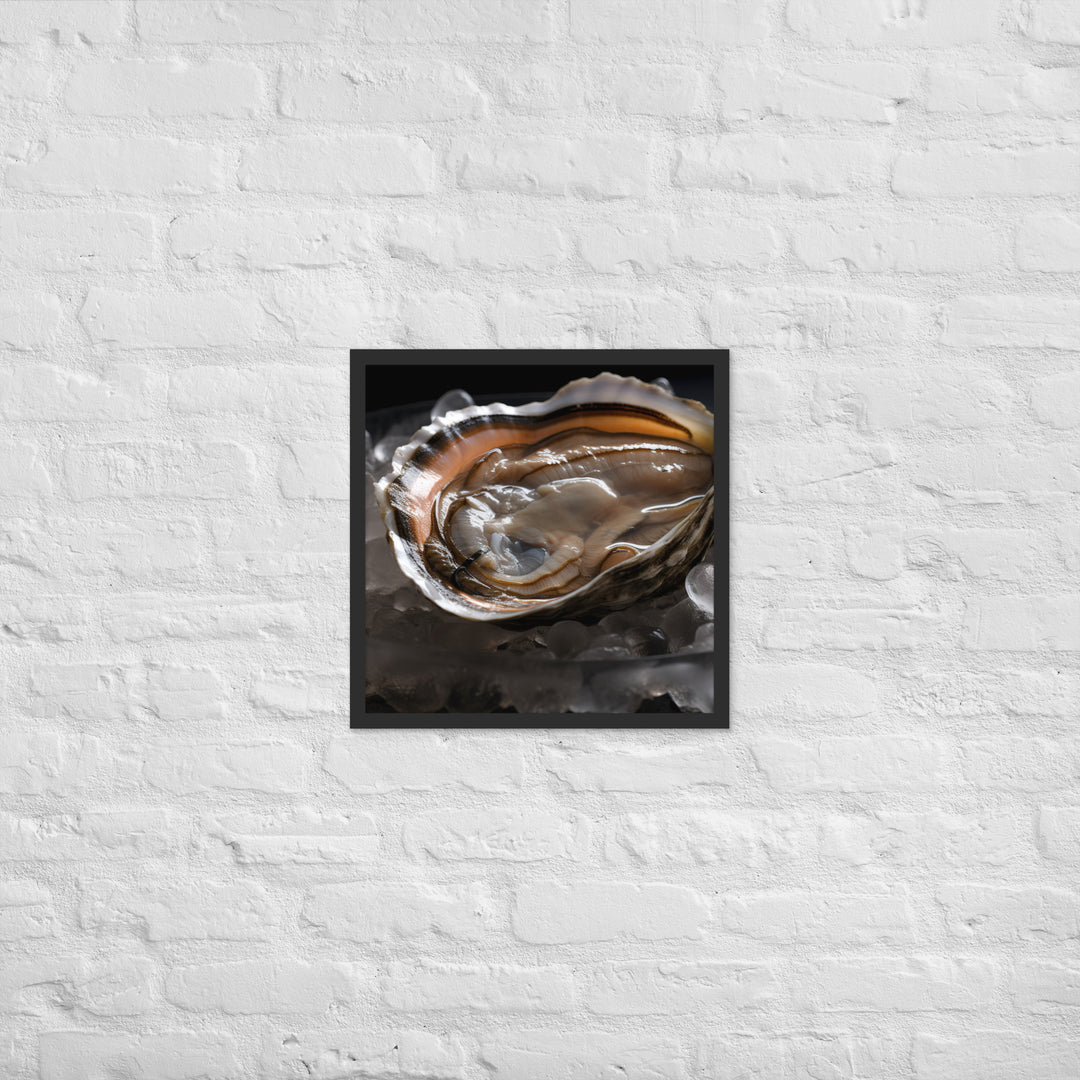 Glistening Sydney Rock Oyster on Ice Framed poster 🤤 from Yumify.AI