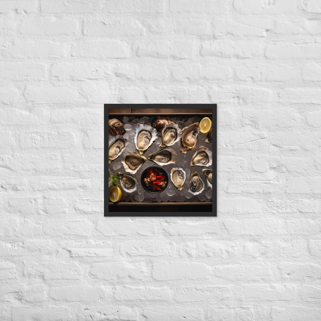 Freshly Shucked Sydney Rock Oysters on Ice Framed poster 🤤 from Yumify.AI