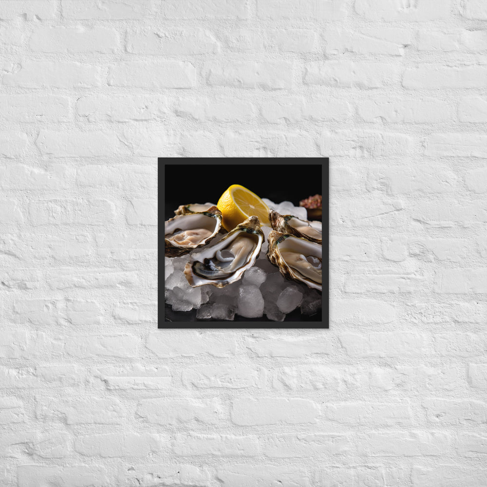 Freshly Shucked European Flat Oysters on Ice Framed poster 🤤 from Yumify.AI