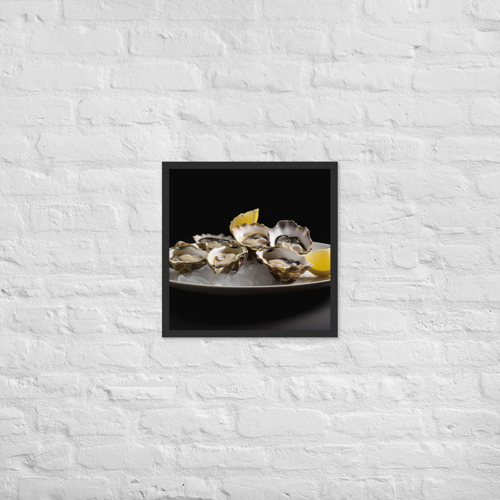 European Flat Oysters with a Splash of Lemon Framed poster 🤤 from Yumify.AI