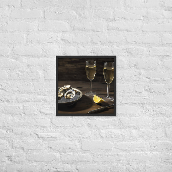 European Flat Oysters and Champagne Framed poster 🤤 from Yumify.AI