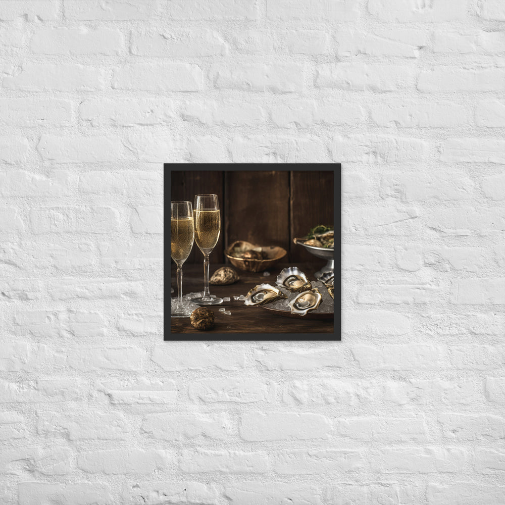 European Flat Oysters and Champagne Framed poster 🤤 from Yumify.AI